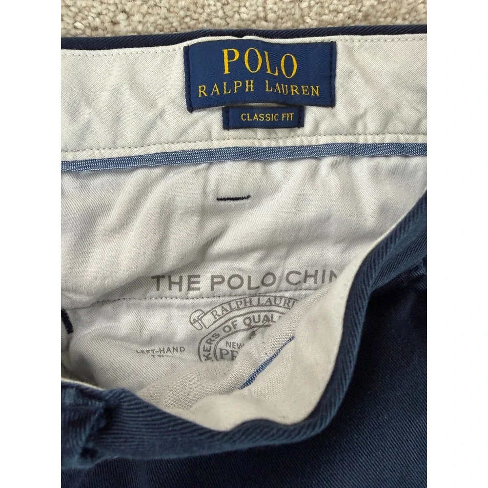 Polo Ralph Lauren Classic Fit Mens 36x32 (Fits 36x30.5) Pants Blue Chino Preppy